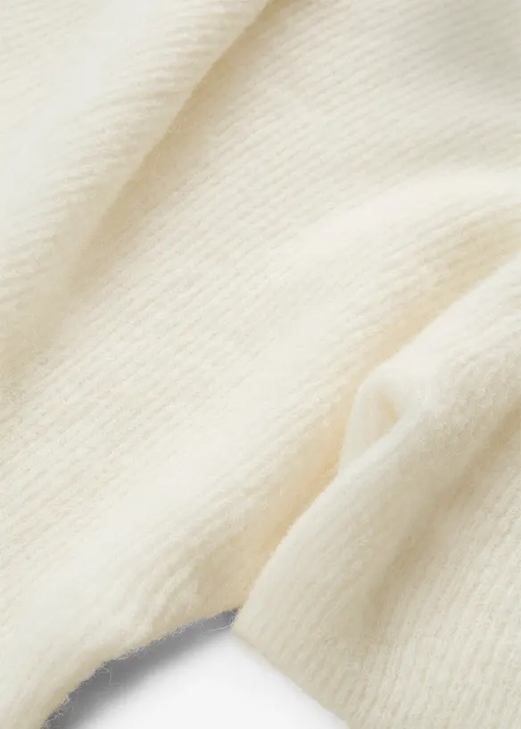 Maglione a maniche corte in misto  lana con baschina, bonprix