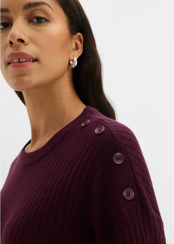 Maglione in misto viscosa con bottoni decorativi, bonprix