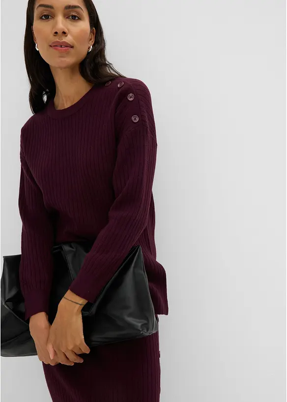 Maglione in misto viscosa con bottoni decorativi, bonprix