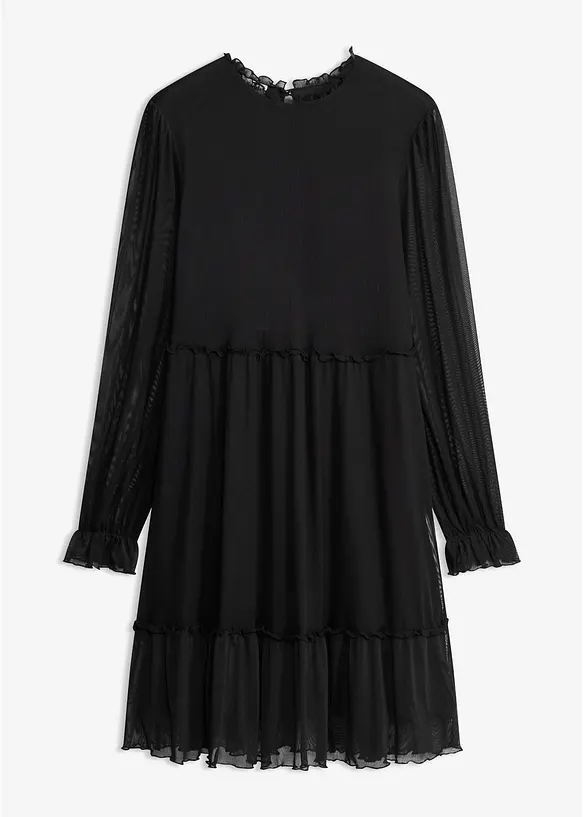Abito in jersey e mesh fine, bonprix