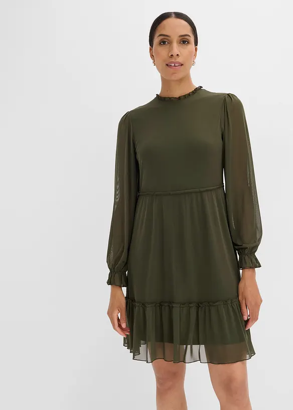 Abito in jersey e mesh fine, bonprix