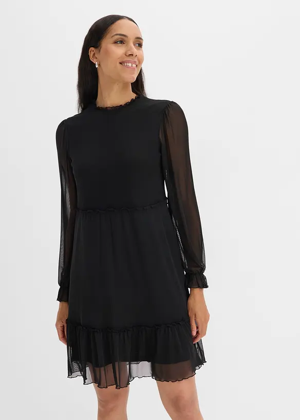 Abito in jersey e mesh fine, bonprix