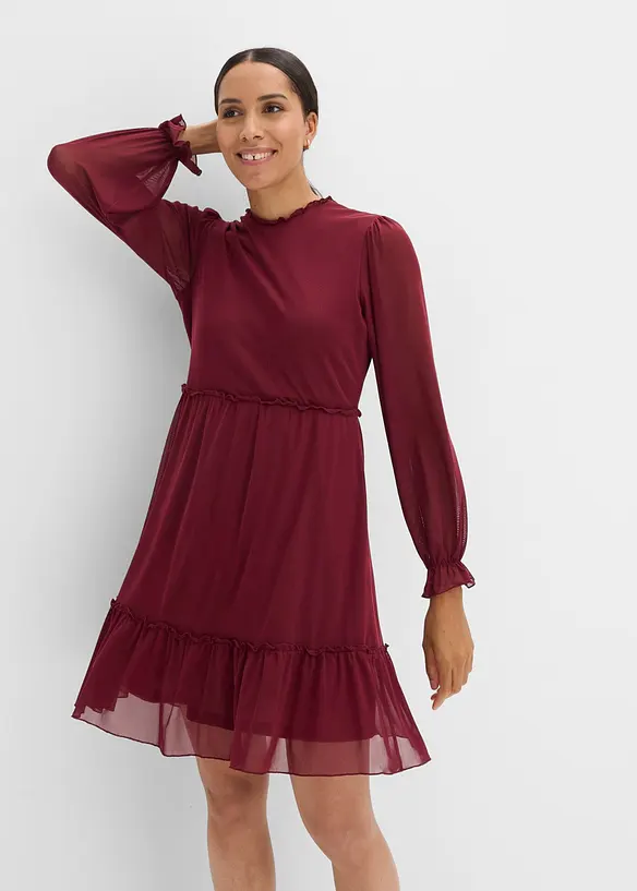Abito in jersey e mesh fine, bonprix