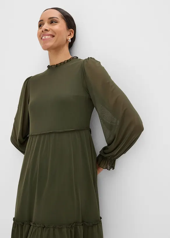 Abito in jersey e mesh fine, bonprix