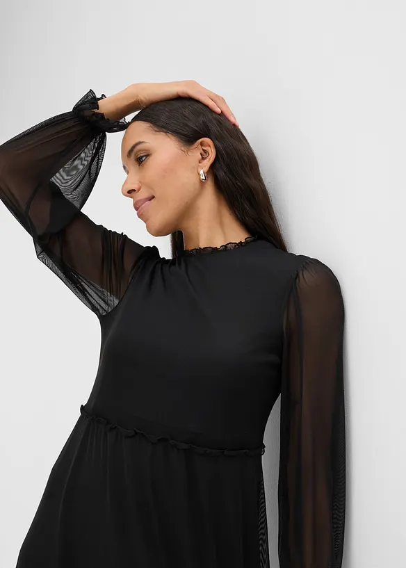 Abito in jersey e mesh fine, bonprix