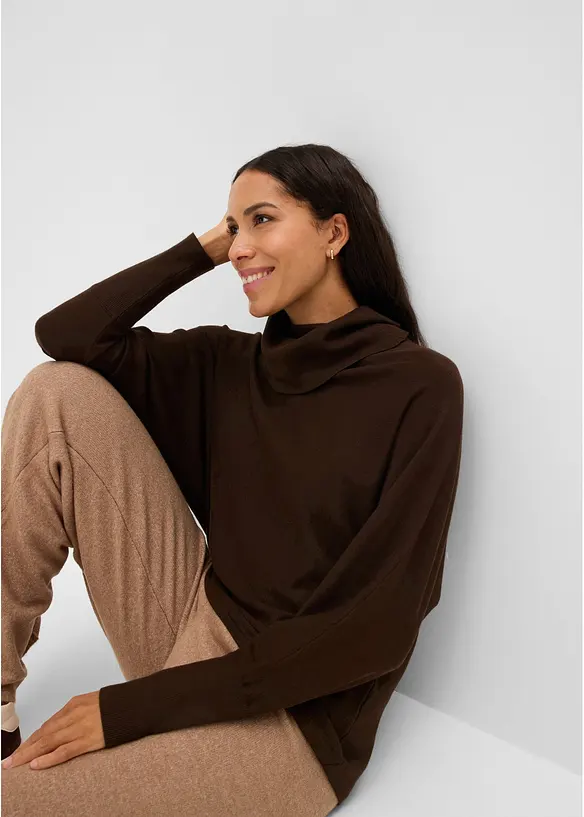 Maglione a collo alto in misto viscosa, bonprix