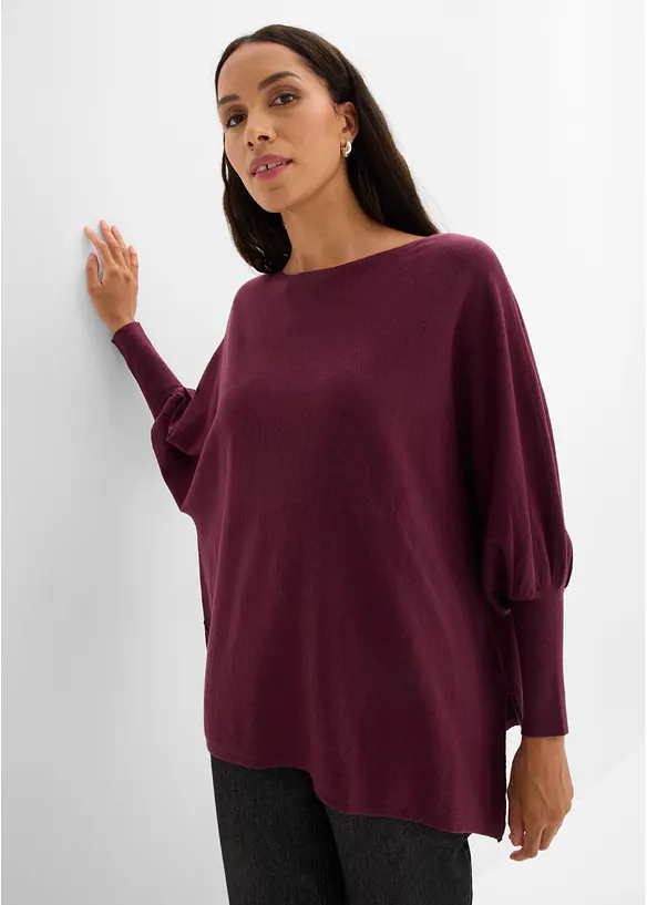 Maglione oversize con fondo a punte, bonprix