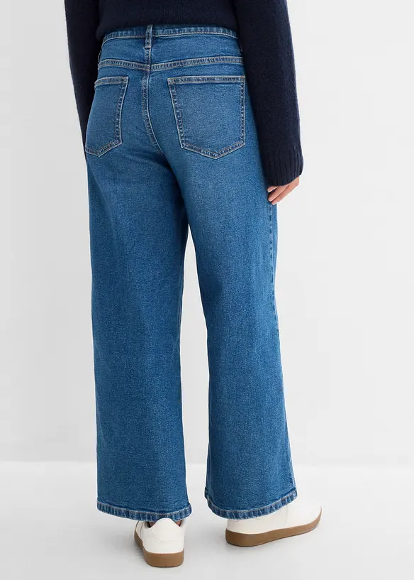 Jeans wide leg cropped, vita media, bonprix