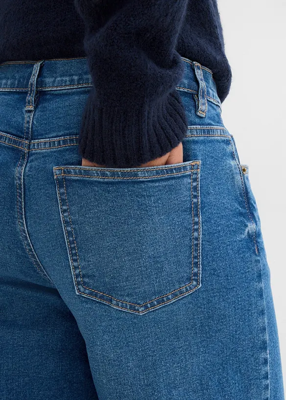 Jeans wide leg cropped, vita media, bonprix