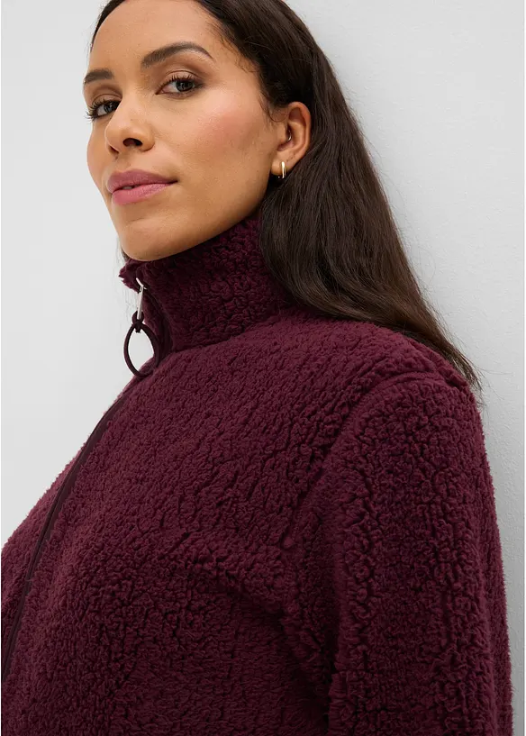 Felpa con zip in pile teddy, bonprix