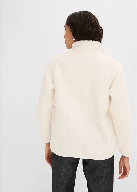 Felpa con zip in pile teddy, bonprix