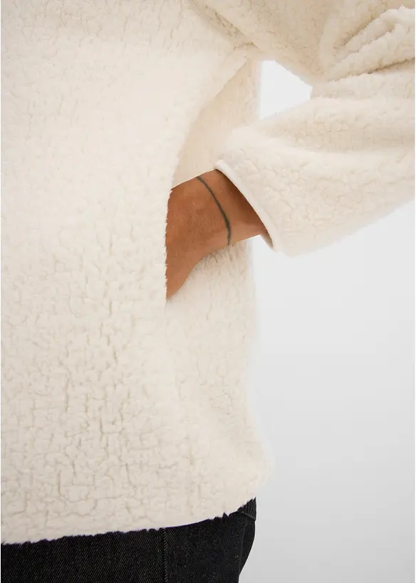 Felpa con zip in pile teddy, bonprix