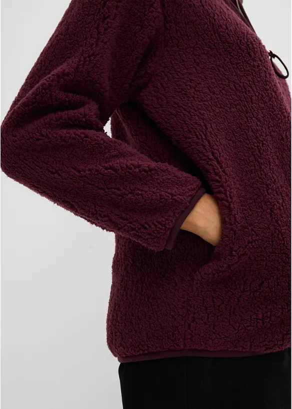 Felpa con zip in pile teddy, bonprix
