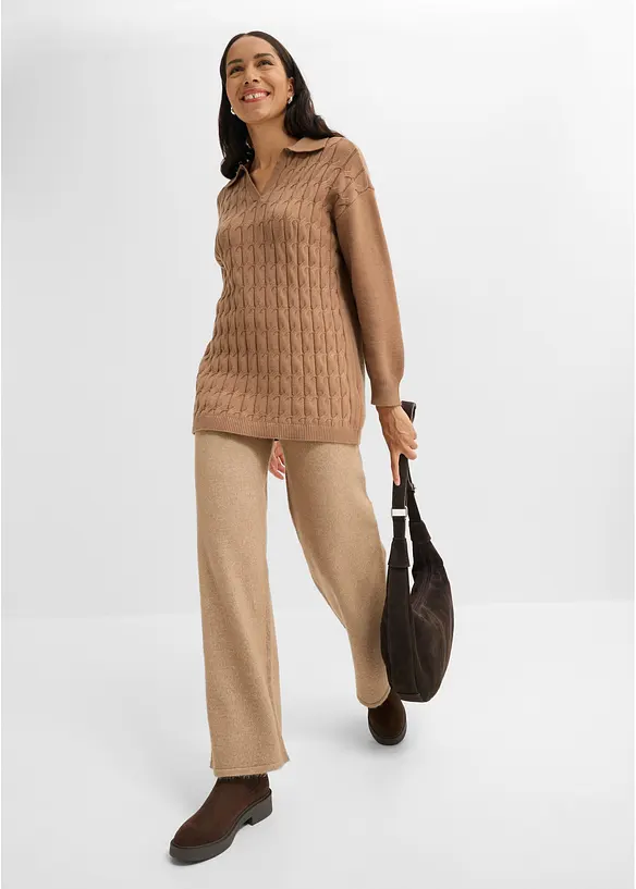 Maglione oversize con motivo a trecce, bonprix