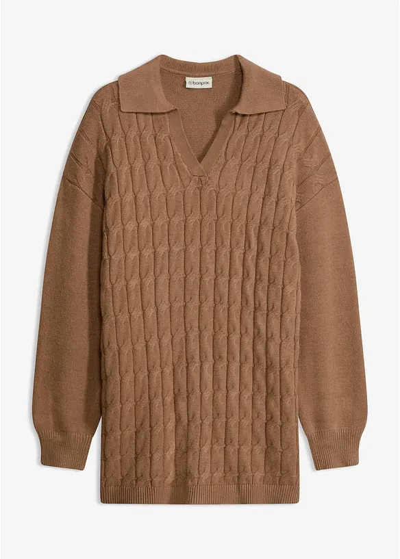 Maglione oversize con motivo a trecce, bonprix