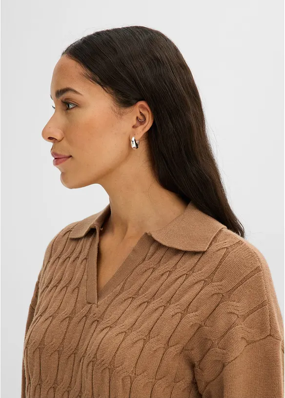 Maglione oversize con motivo a trecce, bonprix