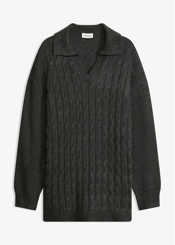 Maglione oversize con motivo a trecce, bonprix
