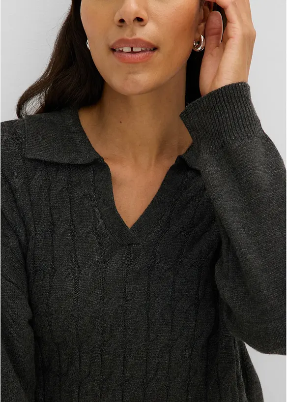 Maglione oversize con motivo a trecce, bonprix