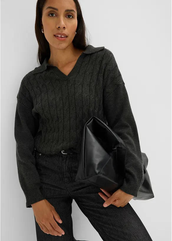 Maglione oversize con motivo a trecce, bonprix