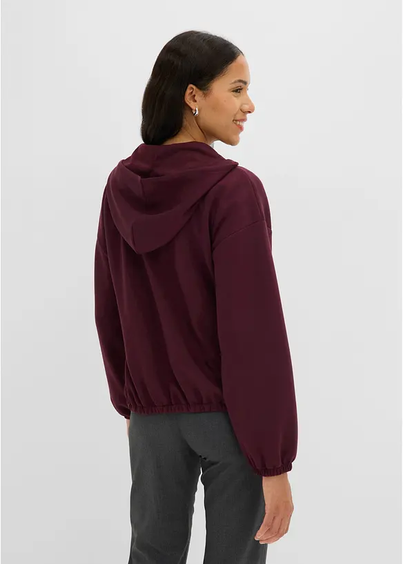 Felpa con zip, cappuccio e fondo a palloncino, bonprix