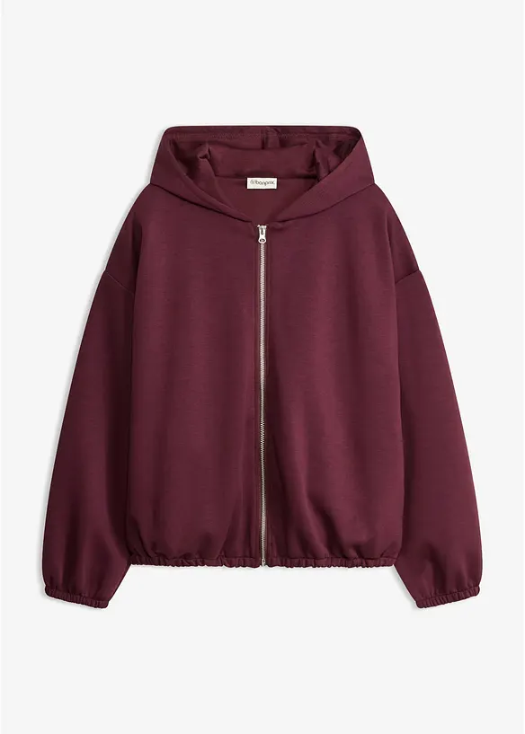 Felpa con zip, cappuccio e fondo a palloncino, bonprix