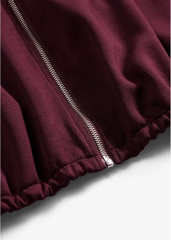 Felpa con zip, cappuccio e fondo a palloncino, bonprix
