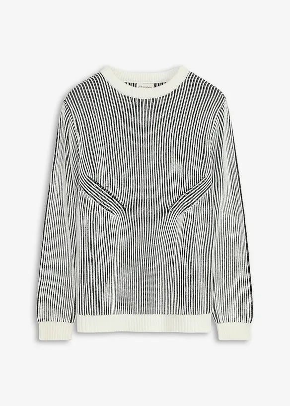 Maglione a coste in misto cotone, loose fit, bonprix
