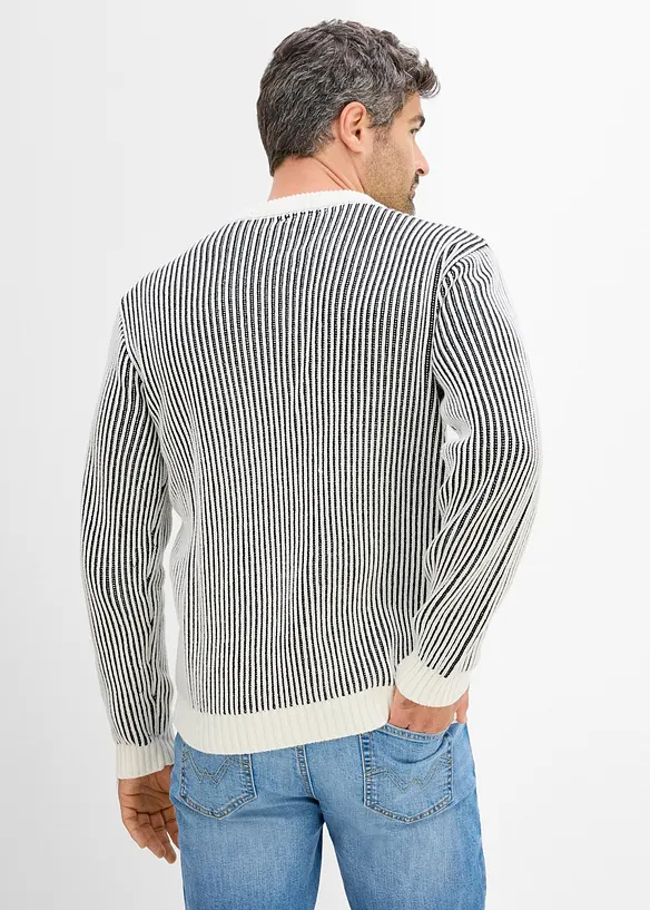 Maglione a coste in misto cotone, loose fit, bonprix