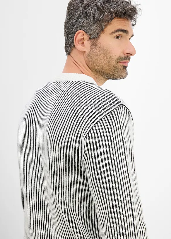 Maglione a coste in misto cotone, loose fit, bonprix