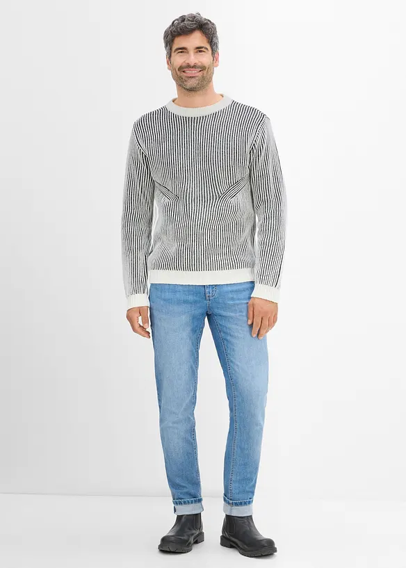 Maglione a coste in misto cotone, loose fit, bonprix