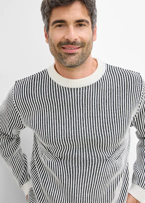 Maglione a coste in misto cotone, loose fit, bonprix
