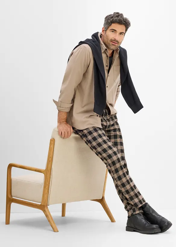 Pantaloni in simil lana con vita comoda, regular fit, bonprix