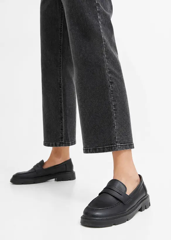 Jeans wide leg, vita media, bonprix
