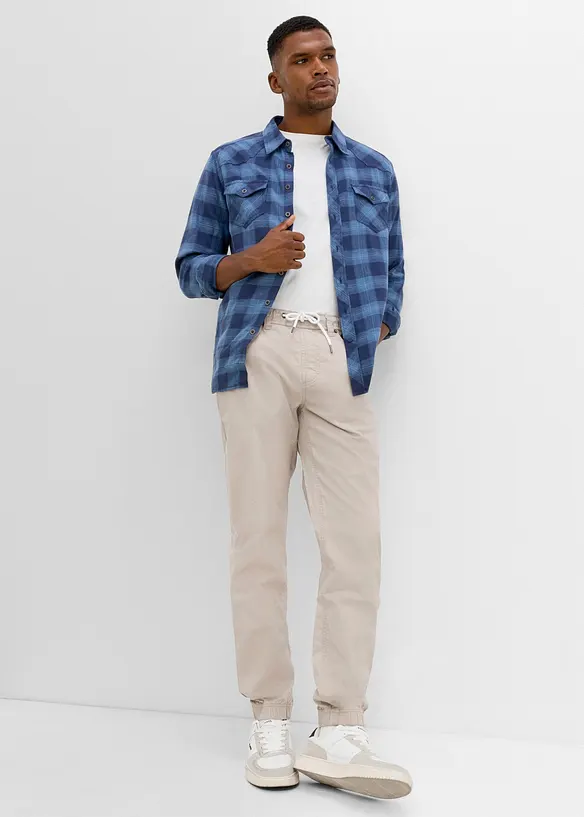 Pantaloni regular fit elasticizzati con elastico in vita, tapered, bonprix