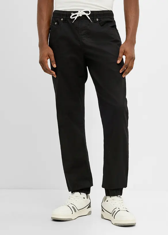 Pantaloni regular fit elasticizzati con elastico in vita, tapered, bonprix