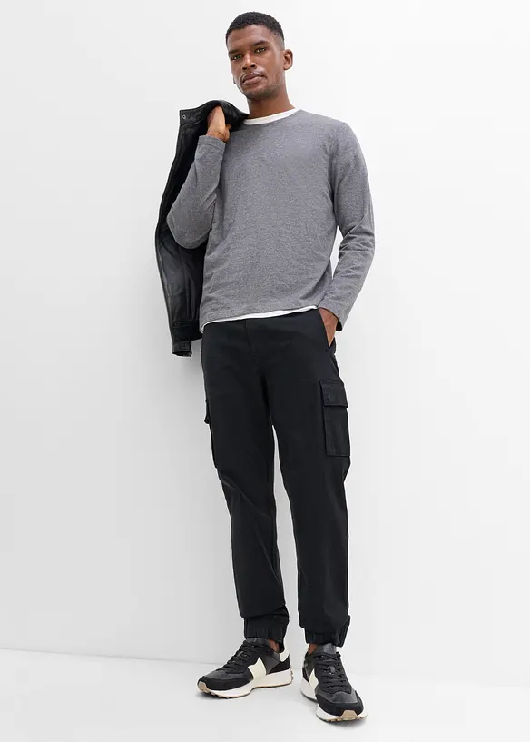 Pantaloni cargo elasticizzati regular fit a gamba affusolata, bonprix