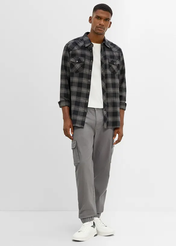 Pantaloni cargo elasticizzati regular fit a gamba affusolata, bonprix