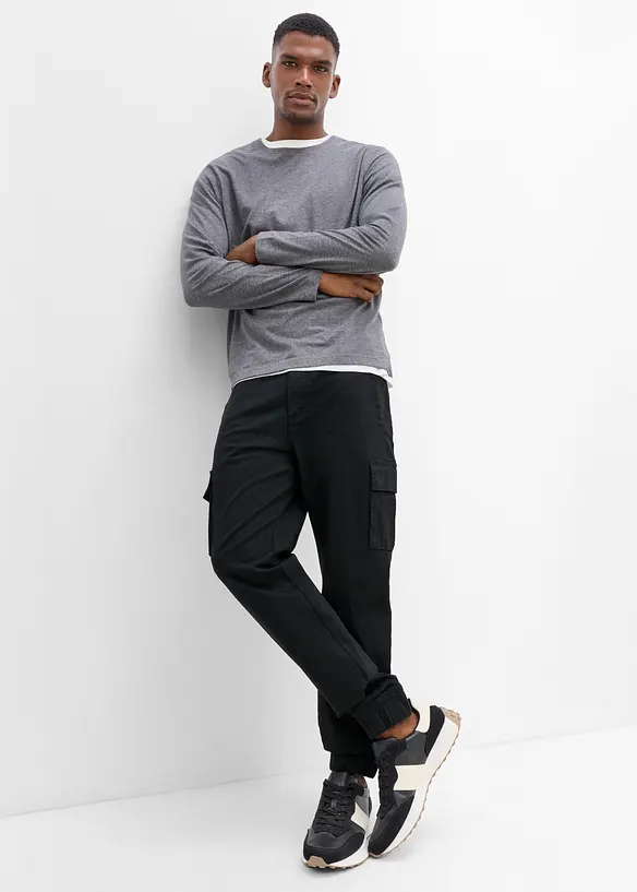 Pantaloni cargo elasticizzati regular fit a gamba affusolata, bonprix