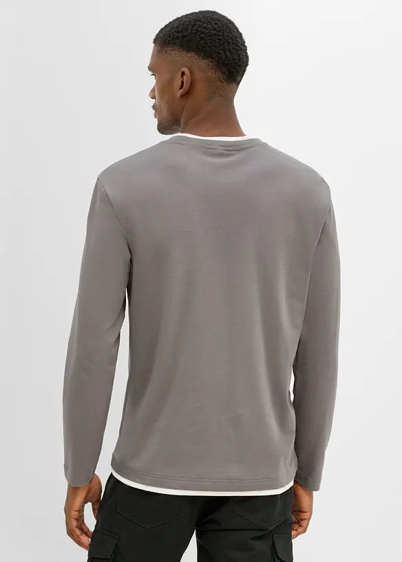 Maglia a maniche lunghe effetto 2 in 1 in puro cotone biologico, bonprix
