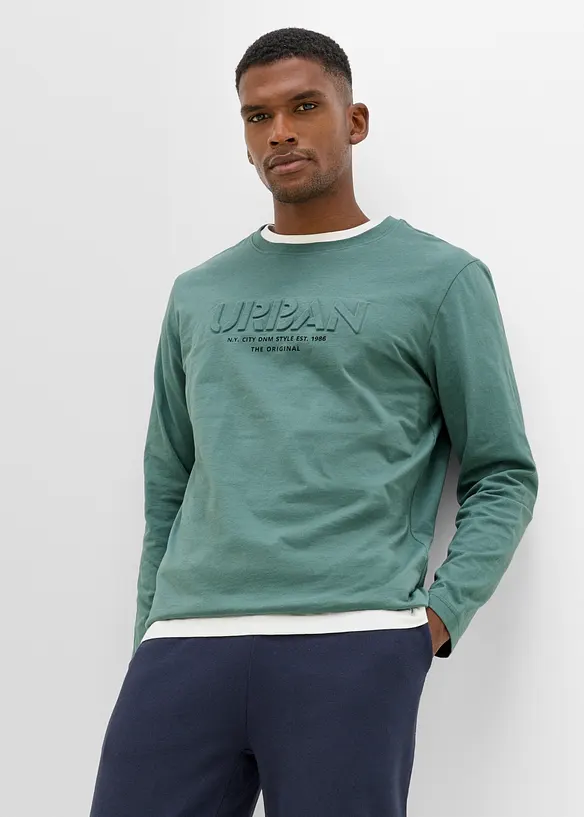 Maglia a maniche lunghe in puro cotone biologico (pacco da 2), bonprix