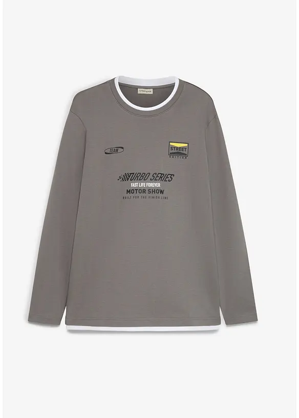 Maglia a maniche lunghe effetto 2 in 1 in puro cotone biologico, bonprix