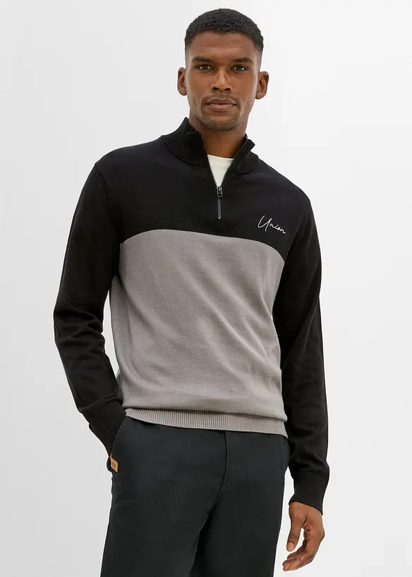 Maglione regular fit con collo alto e zip, bonprix