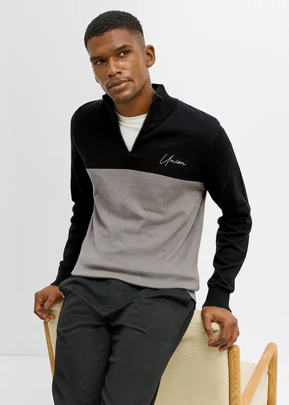 Maglione regular fit con collo alto e zip, bonprix
