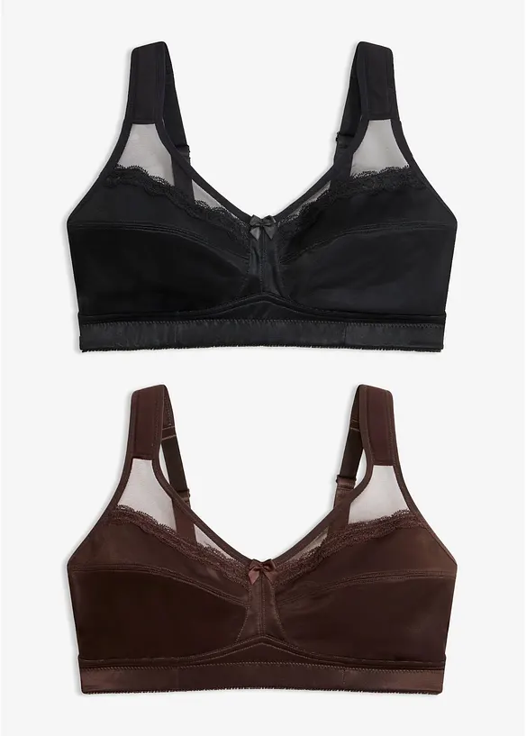 Reggiseno contenitivo senza ferretto con spalline imbottite (pacco da 2), bonprix