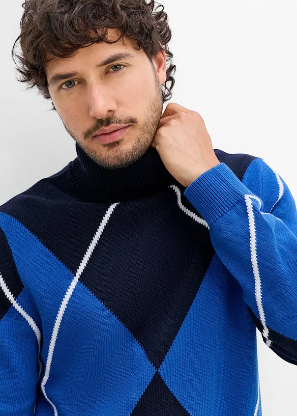 Maglione a collo alto in puro cotone, bonprix