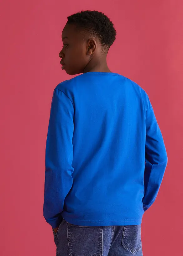 Maglia a maniche lunghe in cotone biologico morbido con taschino al petto (pacco da 3), bonprix