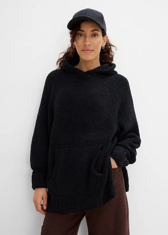 Maglione in pile teddy con cappuccio, bonprix