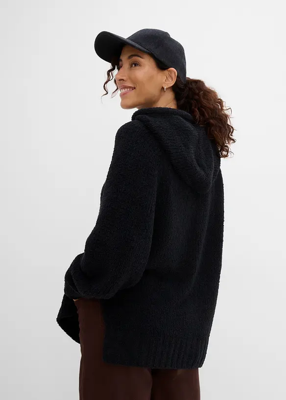 Maglione in pile teddy con cappuccio, bonprix