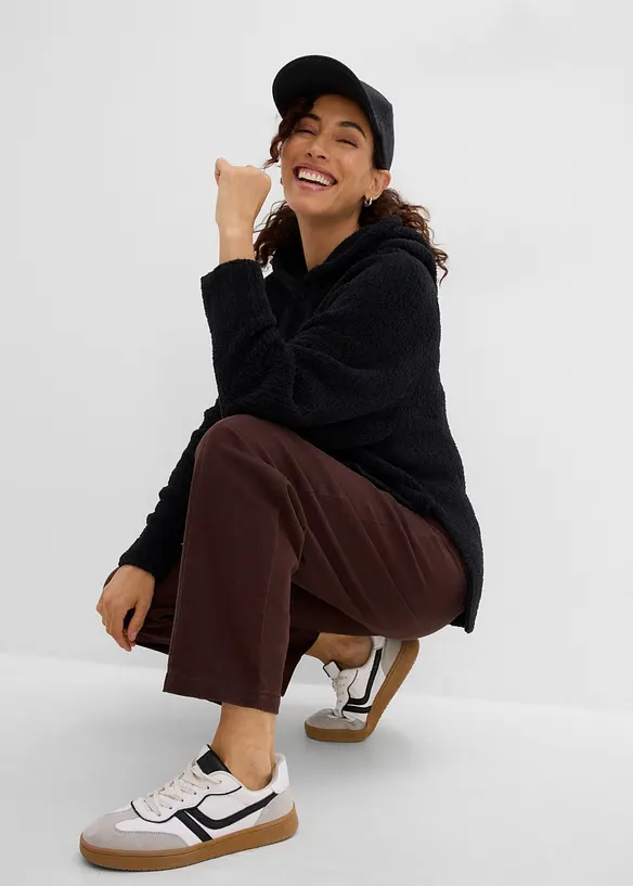 Maglione in pile teddy con cappuccio, bonprix