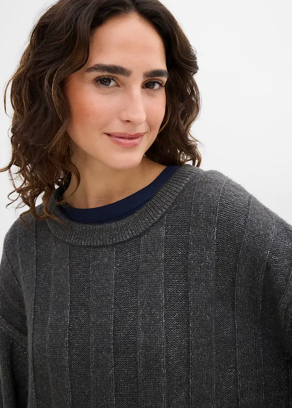Maglione oversize a coste, bonprix